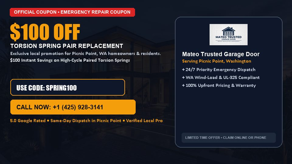 Mateo Trusted Garage Door $100 OFF Dual Torsion Spring Replacement