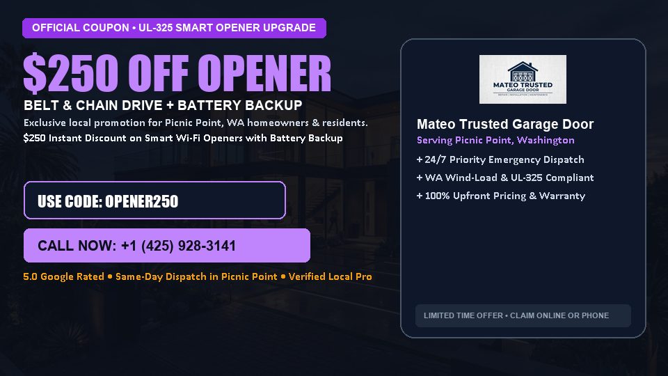 Mateo Trusted Garage Door $250 OFF Premium LiftMaster Opener Installation