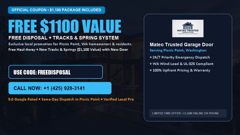 Mateo Trusted Garage Door FREE Haul-Away & Heavy-Duty Tracks with New Door in Picnic Point, WA