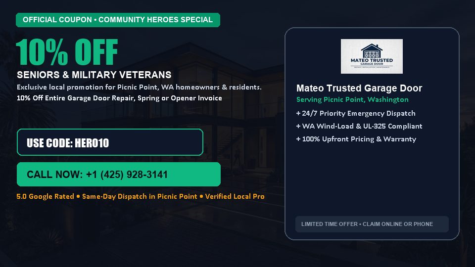 Mateo Trusted Garage Door 10% OFF Seniors & Military Veterans